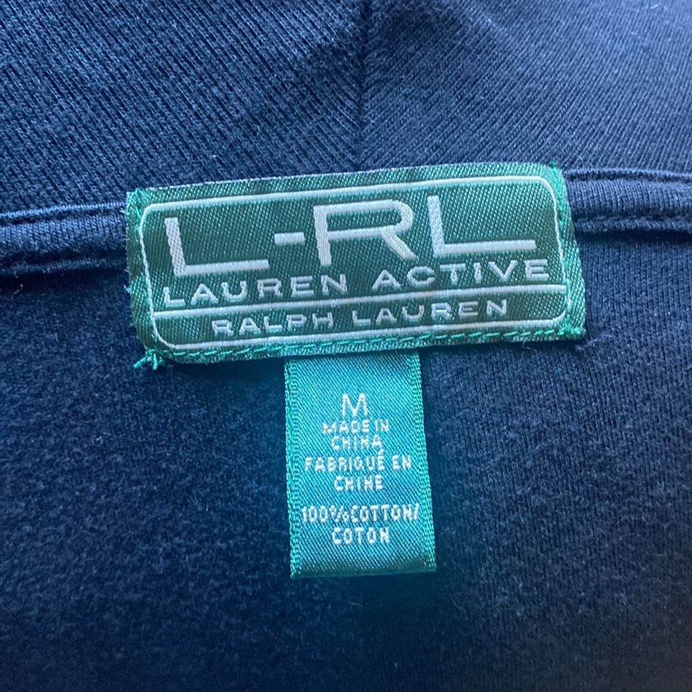 Lauren Active Ralph Lauren 100% Cotton Black Medium Long Sleeve Cardigan Sweater - Picture 6 of 6
